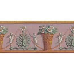Papier peint Frise Angelots et bouquets
