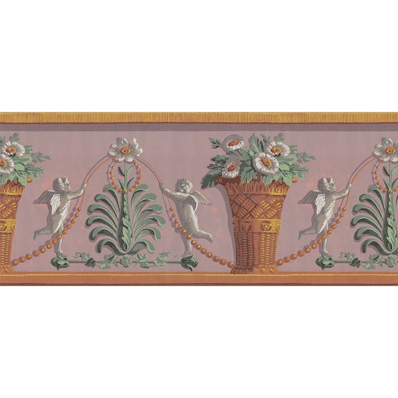 Papier peint Frise Angelots et bouquets