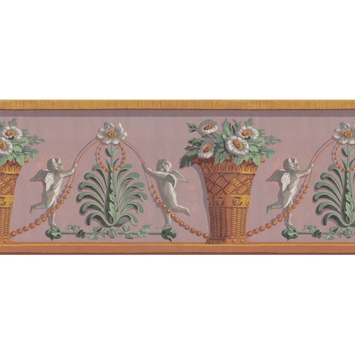 Papier peint Frise Angelots et bouquets