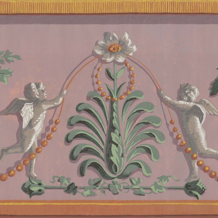 Papier peint Frise Angelots et bouquets