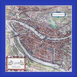 Foulard en soie Plan de la ville de Lyon XVIeme siecle