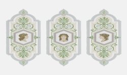 Trompe-l'œil wallpaper medallion painting. Parthenon frescoes