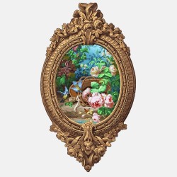 Flower basket on the ground  - Medallion Wallpaper