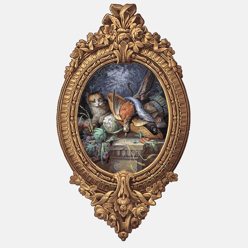Hunting and wild cat  - Medallion Wallpaper