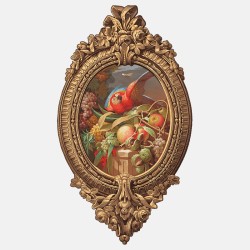 Fruits and parrot  - Medallion Wallpaper
