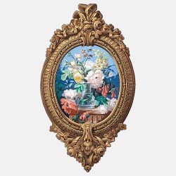 Trompe-l'oeil wallpaper medallion - Bouquet of flowers