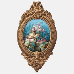 Vase, Flowers and fruits  - Medallion Wallpaper