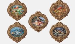 Vase, Flowers and fruits  - Medallion Wallpaper