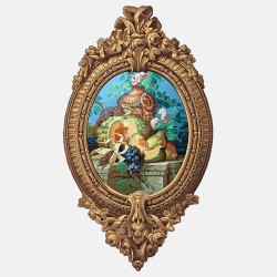 Fleurs et fruits à l'urne - Medaillon de papier peint