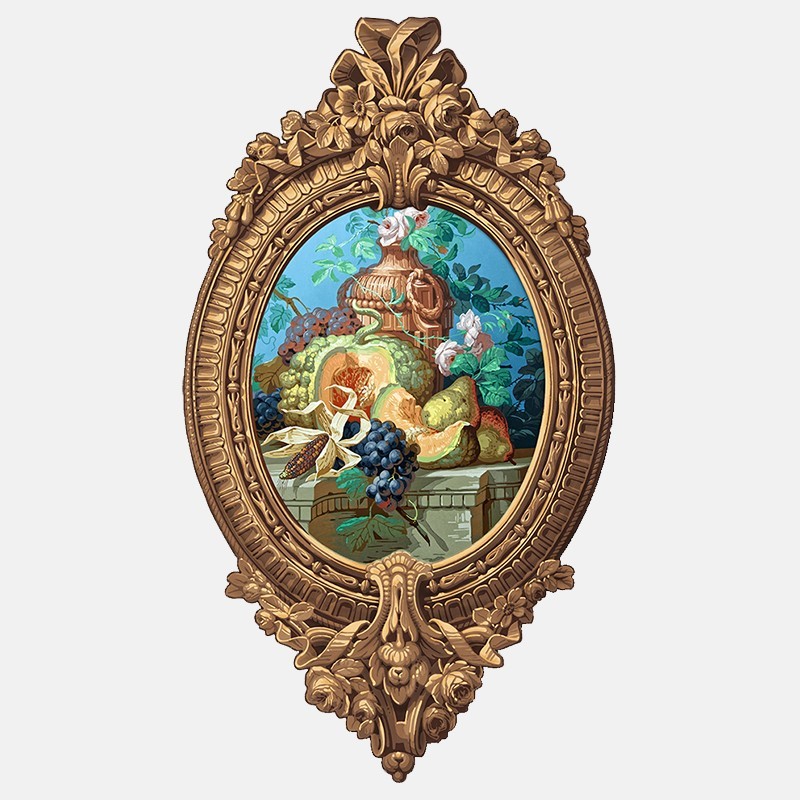 Fleurs et fruits à l'urne - Medaillon de papier peint