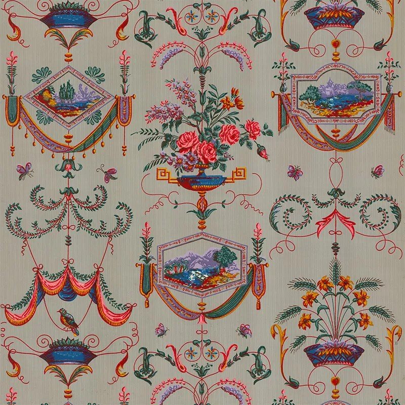 Directoire arabesques with medallions wallpaper