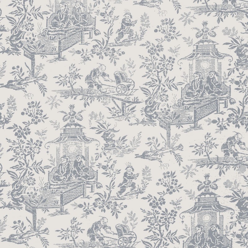 Wallpaper Toile de Jouy - Chinese on the wheelbarrow