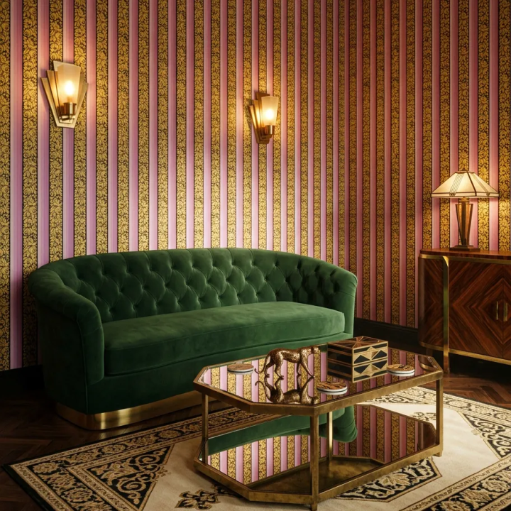 Art Deco Stripes and Flowers.