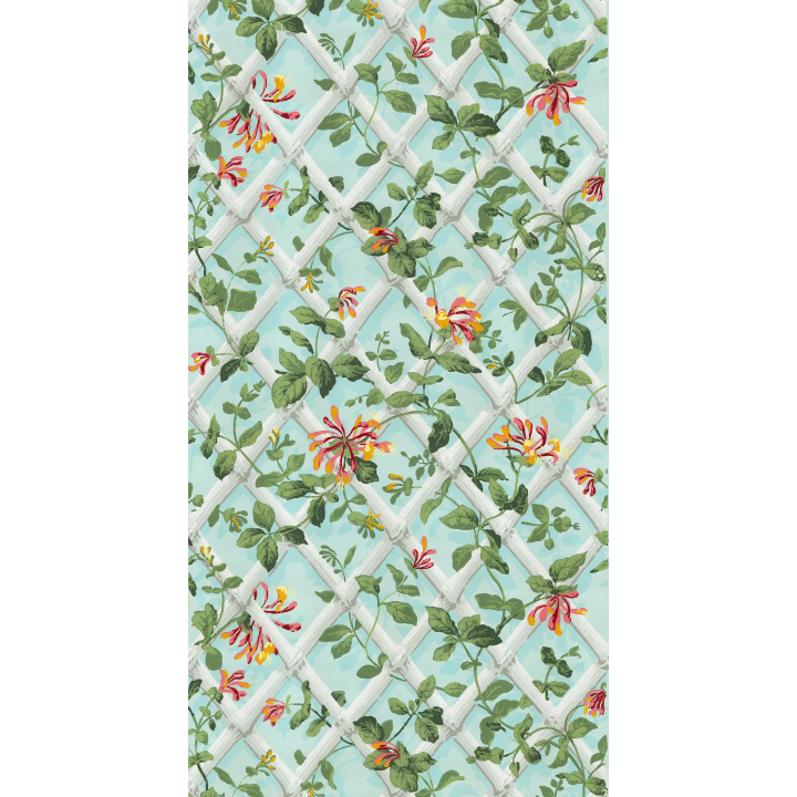Papier Peint Treillage Bambou et Chèvrefeuille | Décor Floral